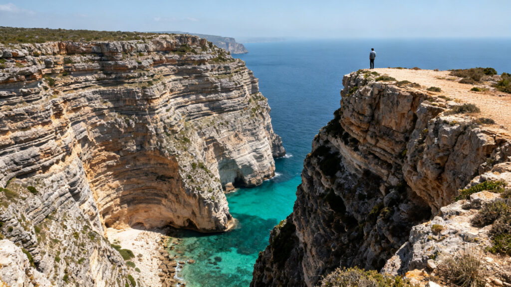 Belvédère sur falaises et criques turquoise