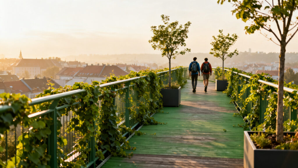 Passerelle végétalisée pour une balade urbaine