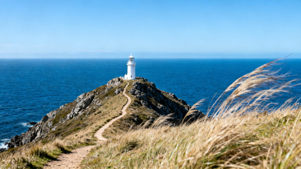 Départ près d’un phare vers les crêtes ouvertes