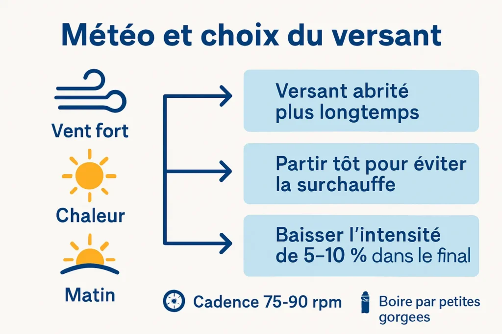 Schéma d’adaptation au vent et à la chaleur sur le Ventoux