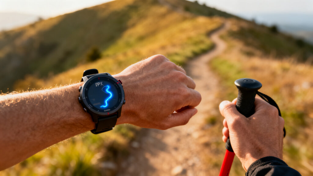 Montre GPS affichant une trace GPX importée pour le parcours