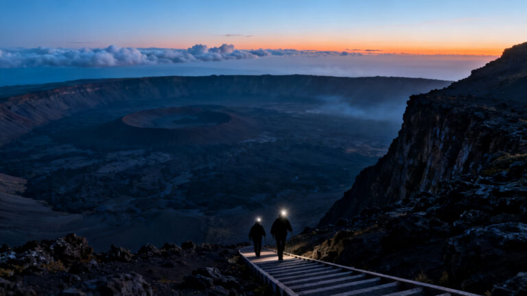 Randonnée au Piton de la Fournaise au lever du soleil