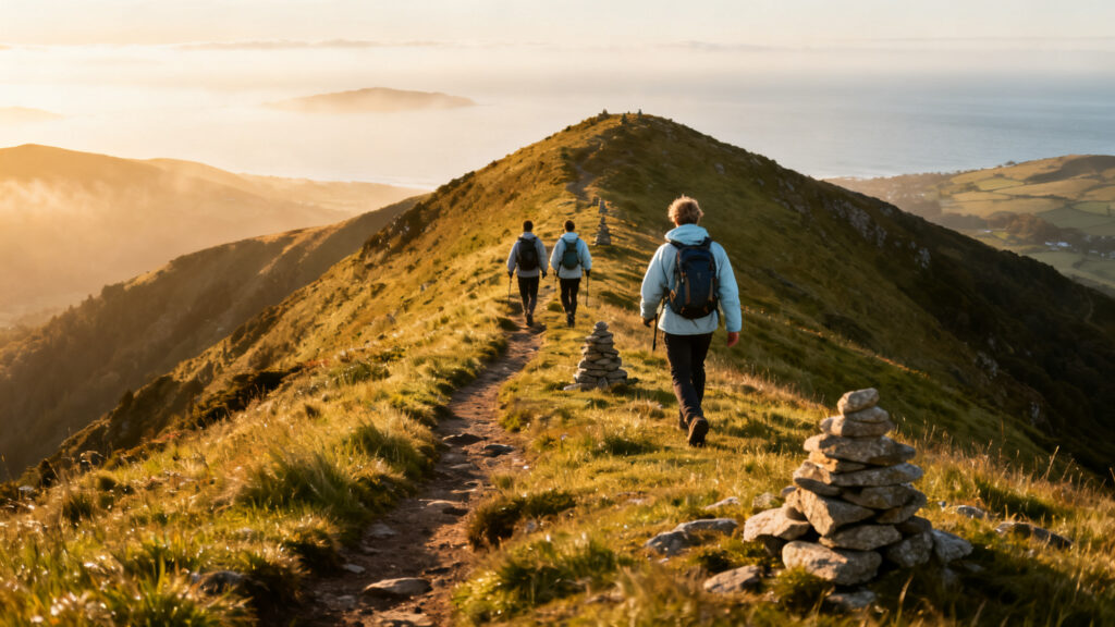 Montée vers la Rhune depuis Ascain sur crêtes panoramiques