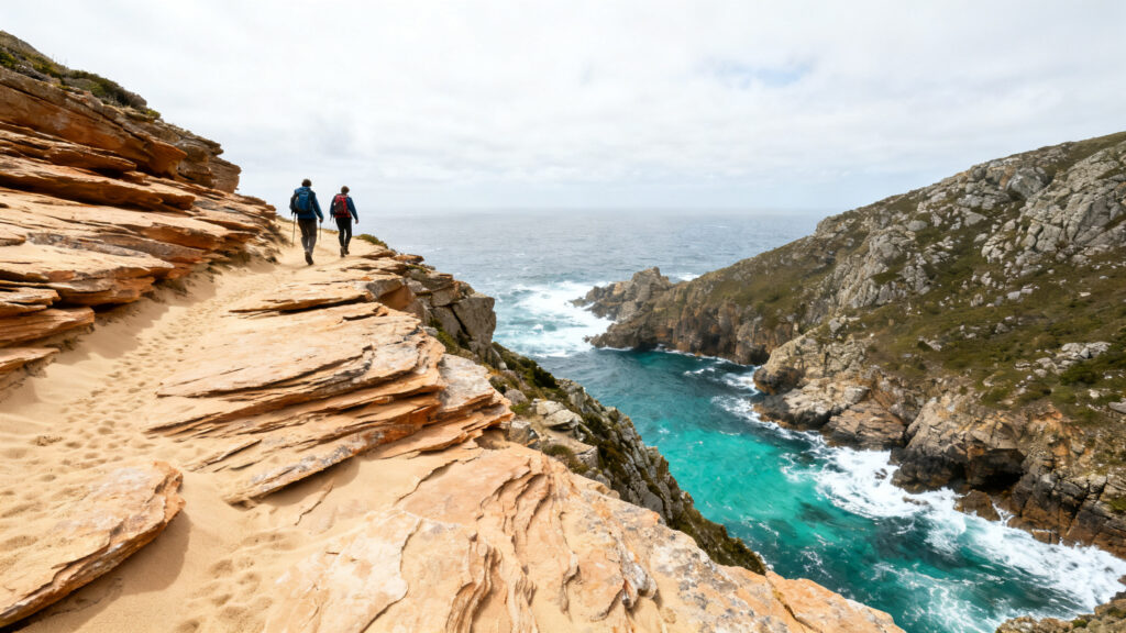 Sentier littoral du Jaizkibel sur dalles rocheuses
