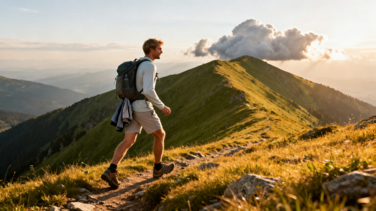 Exemple de comment s’habiller pour une randonnée en été sur crête alpine.