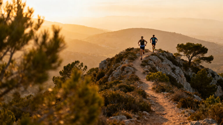 Runners sur crête rocheuse au Trail des 4 Combes de Cavaillon