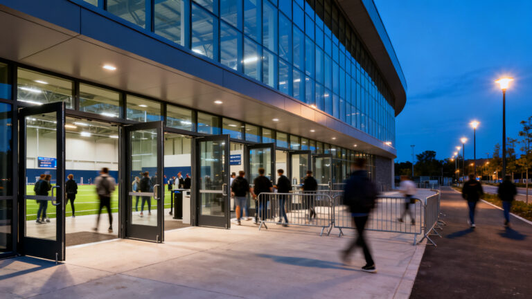 Entrée d’une salle omnisports, salle Colette Besson