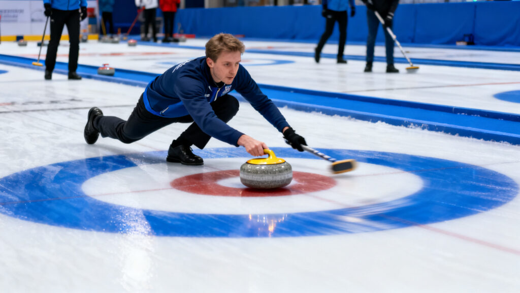 Lancer d’ice stock vers une cible sur glace