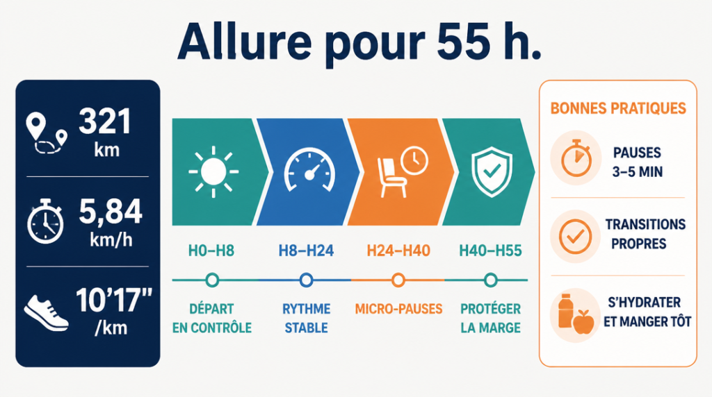 Repères d’allure et cut-off 55 heures, 321 km