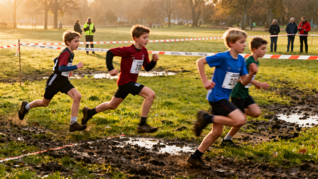 Départs rapprochés des U10 et U12 sur terrain gras