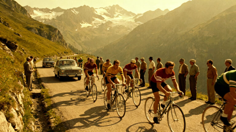 Peloton du Tour de France 1963 dans une ascension alpine