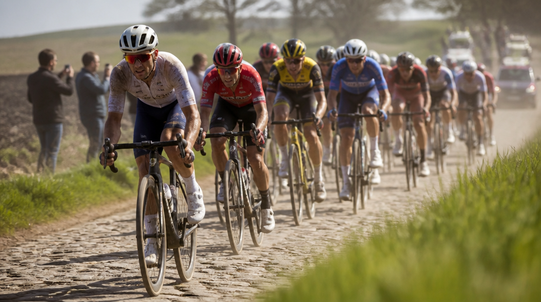 Peloton sur pavés aux 4 Jours de Dunkerque 2026