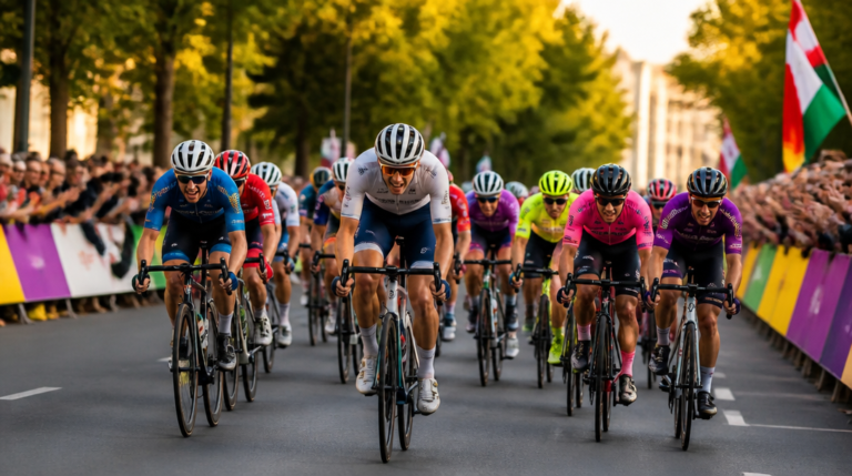 Peloton élite en montée lors des Championnats du monde de cyclisme 2026