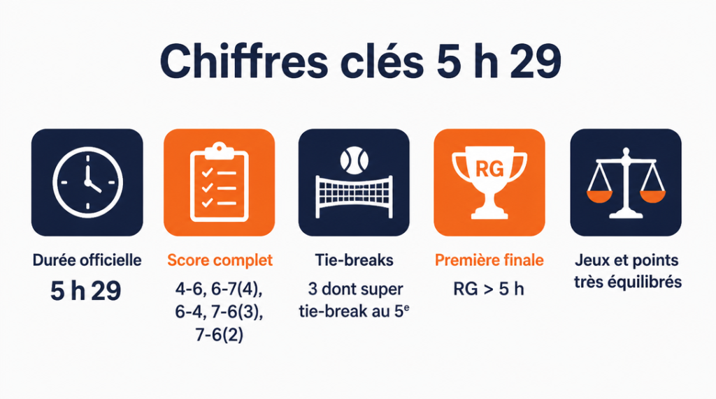 Infographie des chiffres clés de la finale en 5 h 29