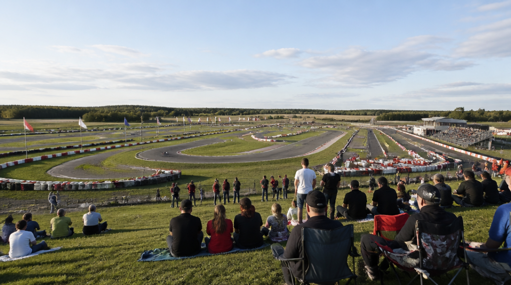 Vues spectateurs sur un circuit international de karting