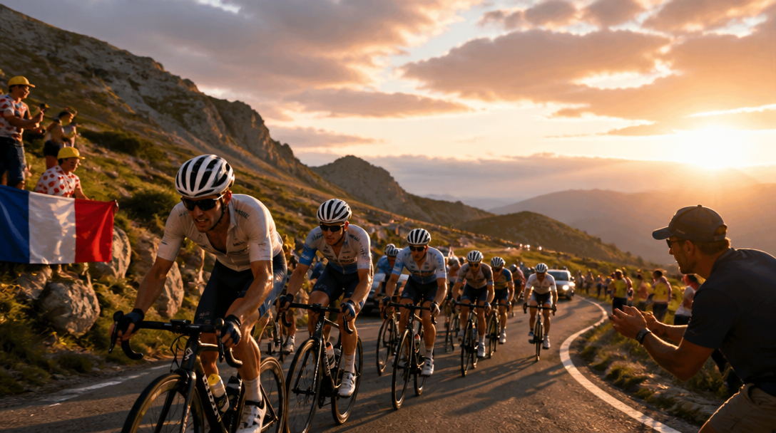 Peloton dans une montée du Critérium du Dauphiné 2026