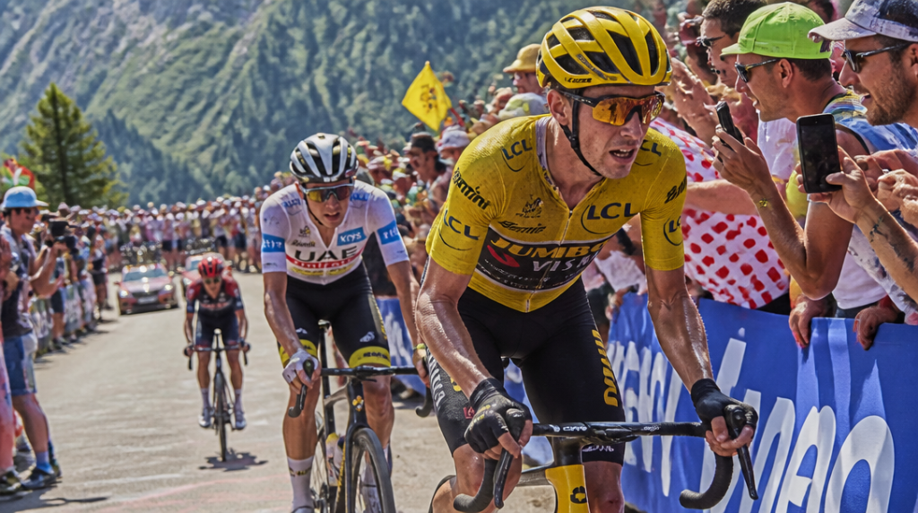 Cyclistes en montée sur lacets, étape de montagne 2026