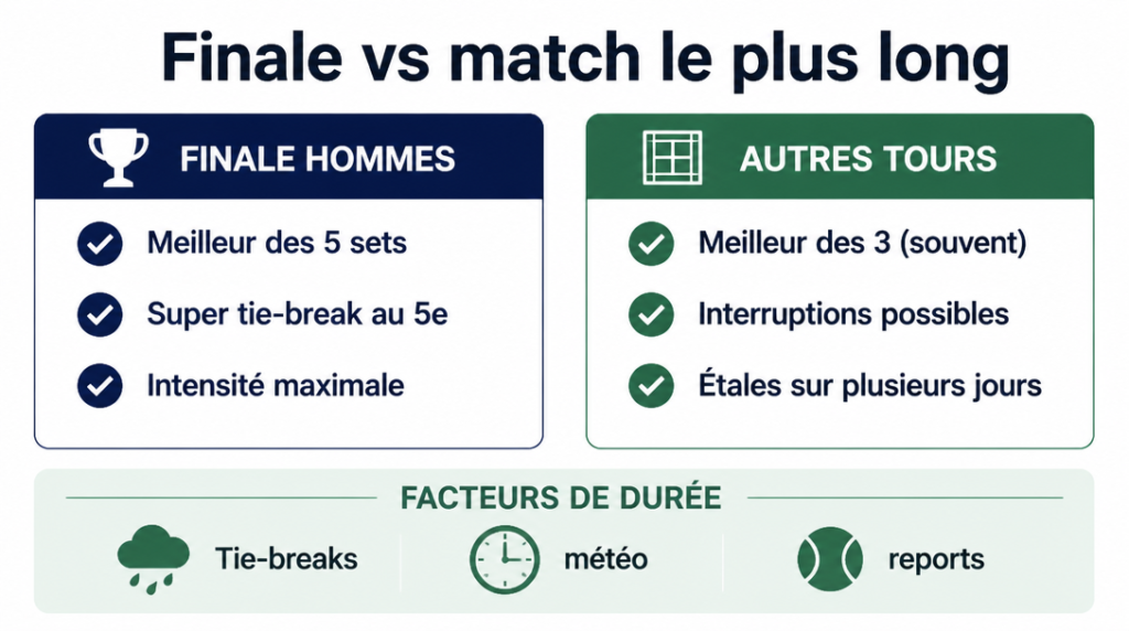Schéma comparant finale en cinq sets et autres tours avec super tie-break