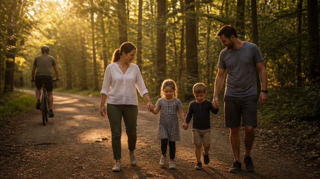 Balade en famille dans la Forêt de Grimbosq, lumière douce