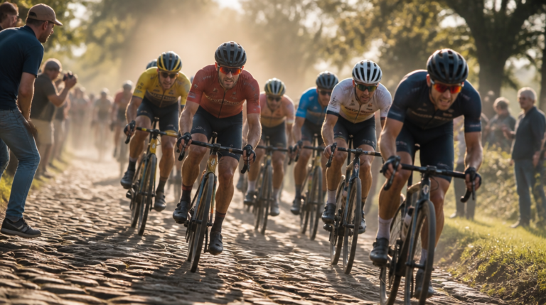 Peloton sur les pavés, Paris-Roubaix 2026 en action