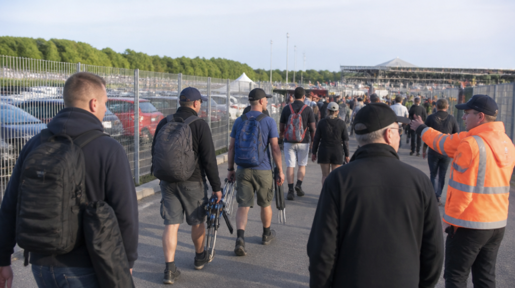 Accès piéton depuis parking officiel du circuit