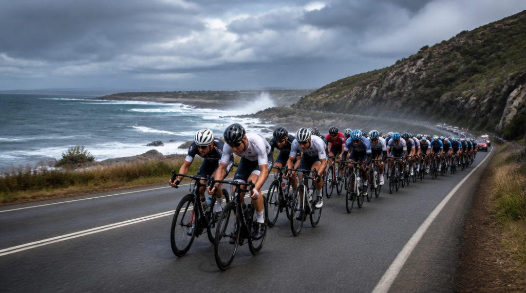 Peloton en bordures sous la tramontane côtière