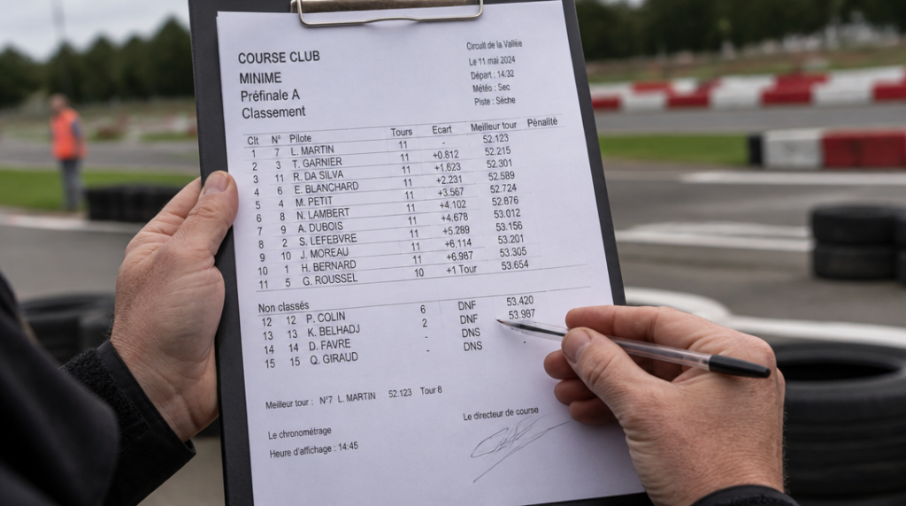 Classement FIA Karting et résultats officiels imprimés