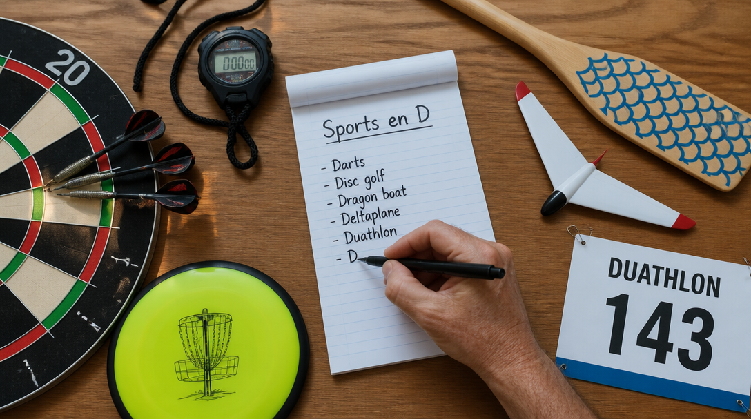 Notepad Sports en D, chronomètre, darts et disque-golf