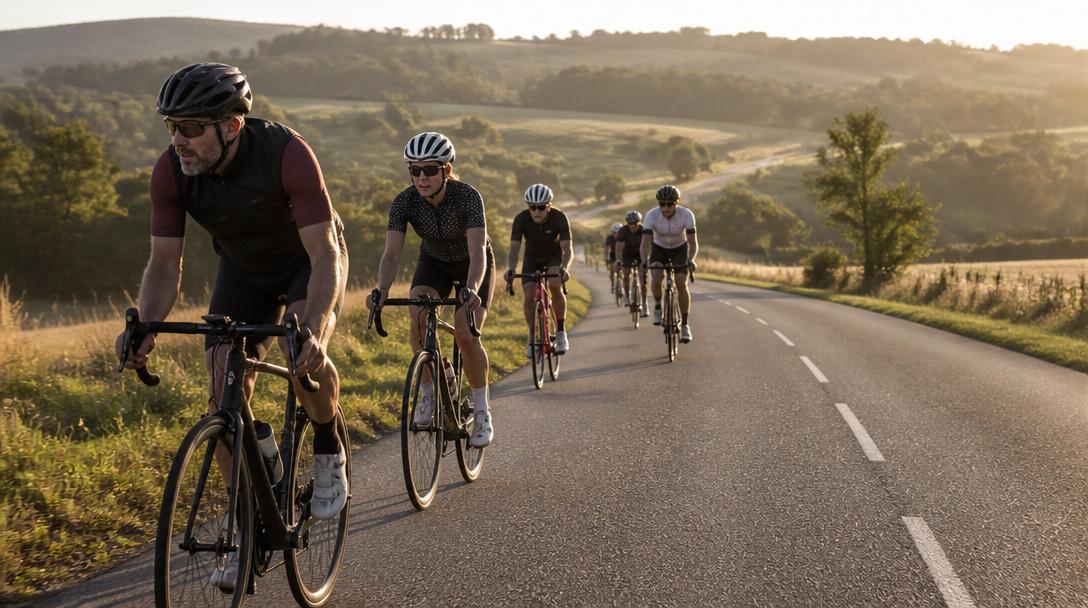 Peloton amateur sur une course en vélo